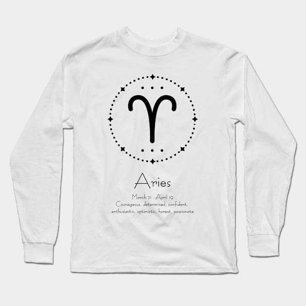 Horoscope Aries Long Sleeve T-Shirt by Cloveer Studio